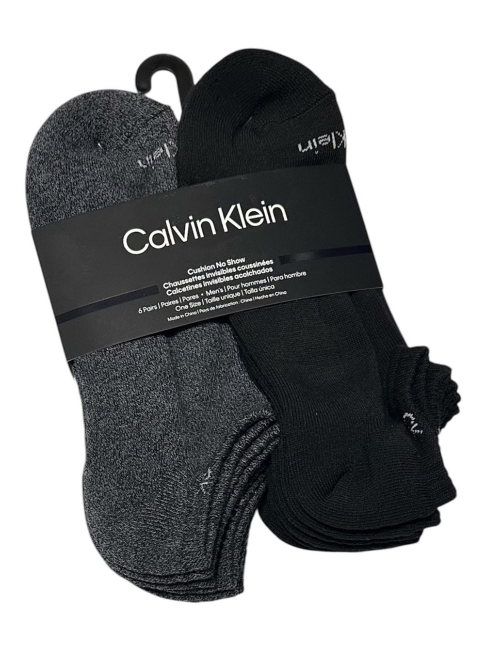 Calvin Klein 6-Pair Men's Athletic Cushion No Show Socks Black/Gray
